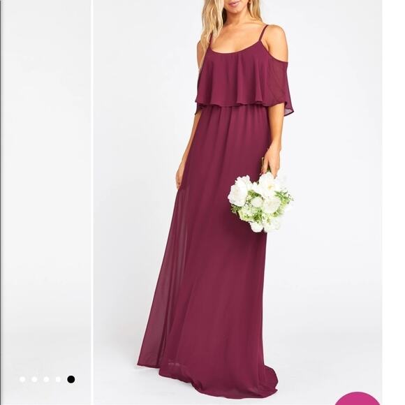 Show Me Your MuMu Caitlin Cold Shoulder Gown Red Cherry Red NEW - Picture 9 of 13